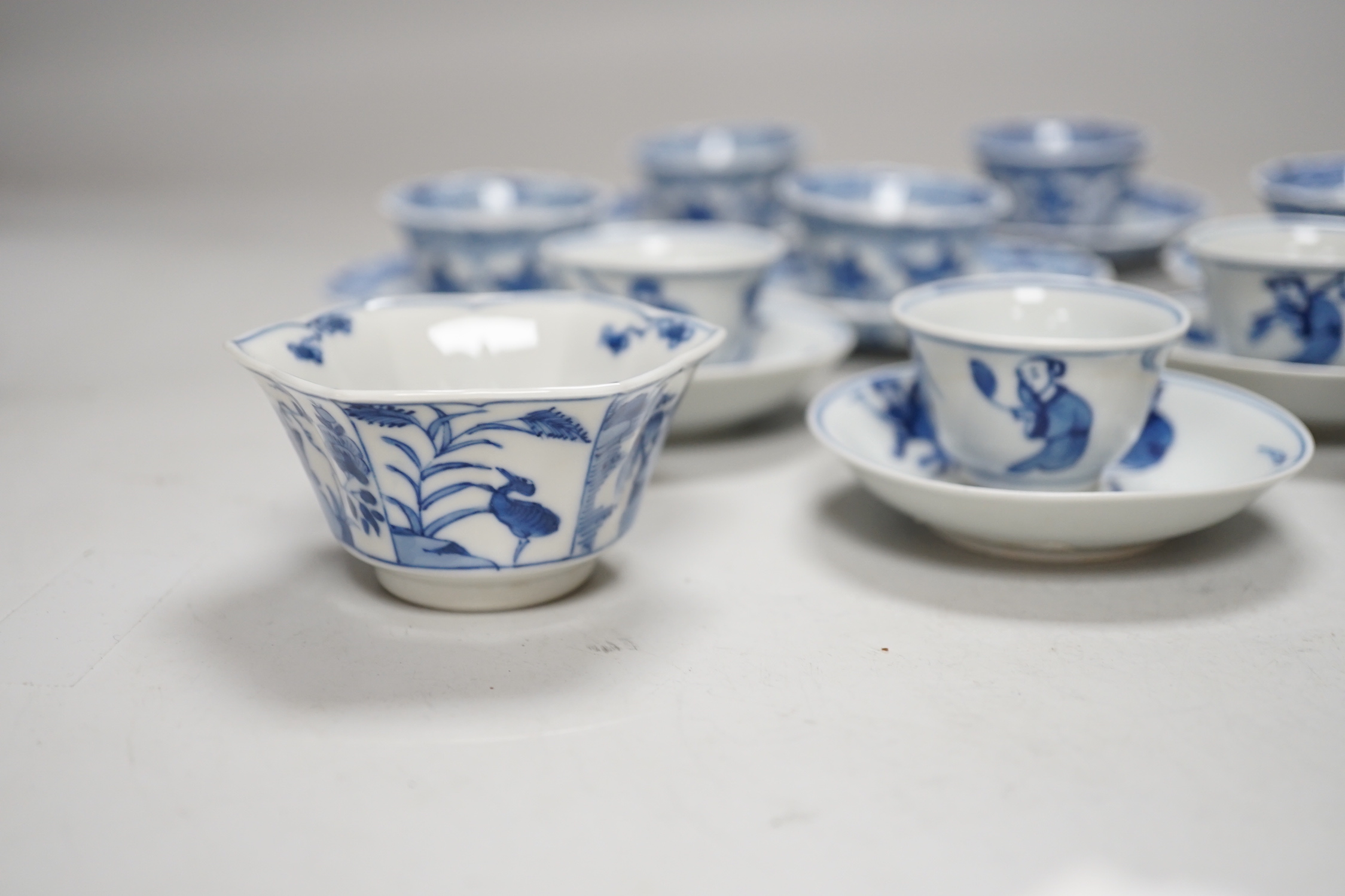 Two miniature Chinese blue and white porcelain part tea sets